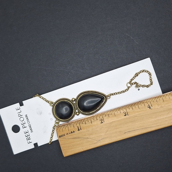 Onyx stone hand chain bracelet ring combination jewelry accessory - Picture 11 of 14